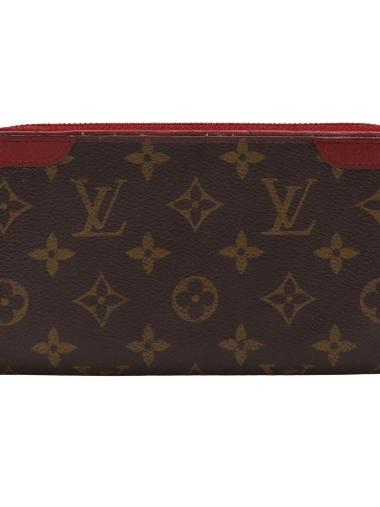 Louis Vuitton Zippy Wallet Retiro Purse M61854 Slys Brown / Red Monogram